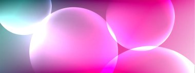 Vektör soyut arka plan sıvı baloncuk daireleri, gölgeler ve ışık efektleri ile sıvı gradyan. Metin için parlak tasarım şablonları
