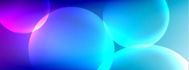 Vektör soyut arka plan sıvı baloncuk daireleri, gölgeler ve ışık efektleri ile sıvı gradyan. Metin için parlak tasarım şablonları