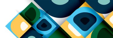 Soyut yuvarlak şekiller ve gölge efektleri tekrarlanan vektör modern geometrik arkaplan kümesi