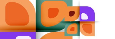 Soyut yuvarlak şekiller ve gölge efektleri tekrarlanan vektör modern geometrik arkaplan kümesi