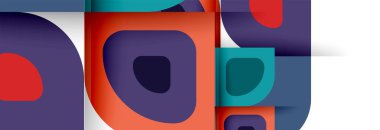 Soyut yuvarlak şekiller ve gölge efektleri tekrarlanan vektör modern geometrik arkaplan kümesi