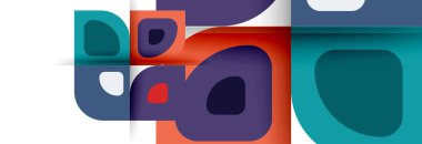 Soyut yuvarlak şekiller ve gölge efektleri tekrarlanan vektör modern geometrik arkaplan kümesi