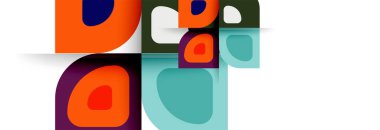 Soyut yuvarlak şekiller ve gölge efektleri tekrarlanan vektör modern geometrik arkaplan kümesi