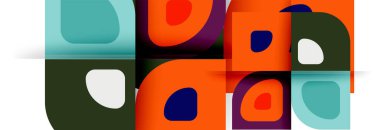 Soyut yuvarlak şekiller ve gölge efektleri tekrarlanan vektör modern geometrik arkaplan kümesi