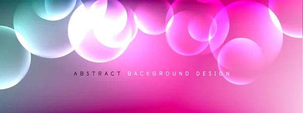 Vector abstract background liquid bubble circles on fluid gradient with shadows and light effects. Shiny design templates for text — Stock Vector