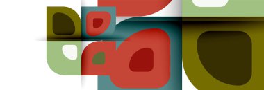 Soyut yuvarlak şekiller ve gölge efektleri tekrarlanan vektör modern geometrik arkaplan kümesi