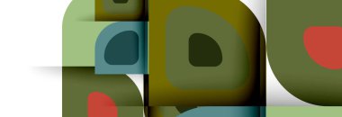 Soyut yuvarlak şekiller ve gölge efektleri tekrarlanan vektör modern geometrik arkaplan kümesi