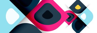 Soyut yuvarlak şekiller ve gölge efektleri tekrarlanan vektör modern geometrik arkaplan kümesi