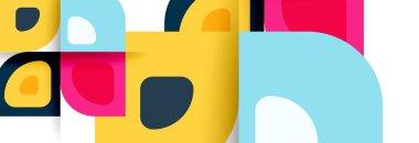 Soyut yuvarlak şekiller ve gölge efektleri tekrarlanan vektör modern geometrik arkaplan kümesi