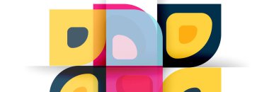 Soyut yuvarlak şekiller ve gölge efektleri tekrarlanan vektör modern geometrik arkaplan kümesi