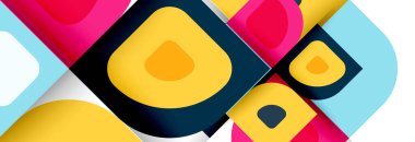 Soyut yuvarlak şekiller ve gölge efektleri tekrarlanan vektör modern geometrik arkaplan kümesi