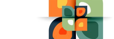 Soyut yuvarlak şekiller ve gölge efektleri tekrarlanan vektör modern geometrik arkaplan kümesi