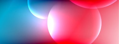 Vektör soyut arka plan sıvı baloncuk daireleri, gölgeler ve ışık efektleri ile sıvı gradyan. Metin için parlak tasarım şablonları