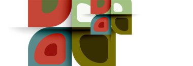 Soyut yuvarlak şekiller ve gölge efektleri tekrarlanan vektör modern geometrik arkaplan kümesi