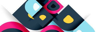 Soyut yuvarlak şekiller ve gölge efektleri tekrarlanan vektör modern geometrik arkaplan kümesi