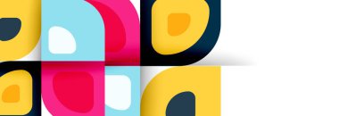 Soyut yuvarlak şekiller ve gölge efektleri tekrarlanan vektör modern geometrik arkaplan kümesi