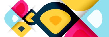 Soyut yuvarlak şekiller ve gölge efektleri tekrarlanan vektör modern geometrik arkaplan kümesi