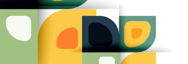 Soyut yuvarlak şekiller ve gölge efektleri tekrarlanan vektör modern geometrik arkaplan kümesi