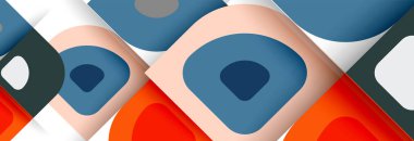 Soyut yuvarlak şekiller ve gölge efektleri tekrarlanan vektör modern geometrik arkaplan kümesi