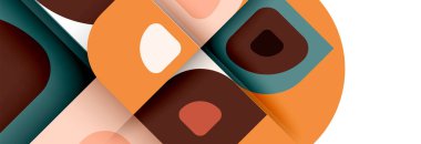 Soyut yuvarlak şekiller ve gölge efektleri tekrarlanan vektör modern geometrik arkaplan kümesi