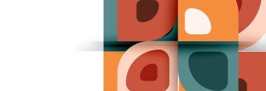 Soyut yuvarlak şekiller ve gölge efektleri tekrarlanan vektör modern geometrik arkaplan kümesi