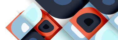 Soyut yuvarlak şekiller ve gölge efektleri tekrarlanan vektör modern geometrik arkaplan kümesi