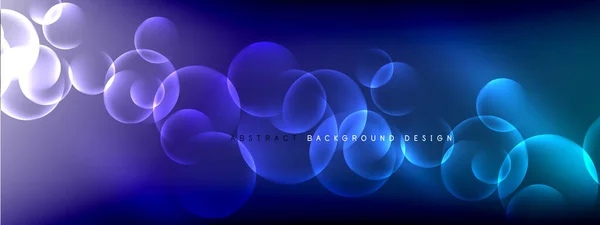 Vector abstract background liquid bubble circles on fluid gradient with shadows and light effects. Shiny design templates for text — Stock Vector