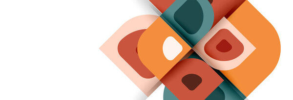 Set of vector modern geometric abstract backgrounds with repeating abstract round shapes patterns and shadow effects