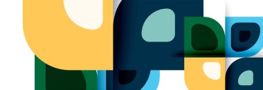 Soyut yuvarlak şekiller ve gölge efektleri tekrarlanan vektör modern geometrik arkaplan kümesi