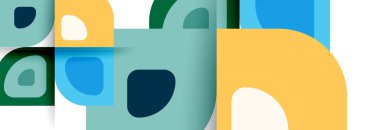 Soyut yuvarlak şekiller ve gölge efektleri tekrarlanan vektör modern geometrik arkaplan kümesi