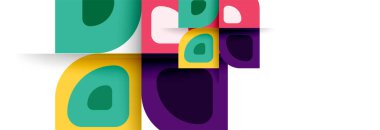 Soyut yuvarlak şekiller ve gölge efektleri tekrarlanan vektör modern geometrik arkaplan kümesi