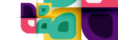 Soyut yuvarlak şekiller ve gölge efektleri tekrarlanan vektör modern geometrik arkaplan kümesi