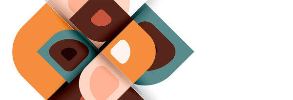 Set of vector modern geometric abstract backgrounds with repeating abstract round shapes patterns and shadow effects