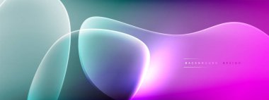 Vektör soyut arkaplan - sıvı kabarcıklar, gölgeler ve ışık efektleri ile sıvı gradyan şekiller. Metin için parlak tasarım şablonu