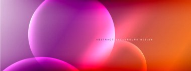 Vektör soyut arka plan sıvı baloncuk daireleri, gölgeler ve ışık efektleri ile sıvı gradyan. Metin için parlak tasarım şablonları