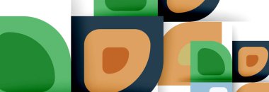 Soyut yuvarlak şekiller ve gölge efektleri tekrarlanan vektör modern geometrik arkaplan kümesi