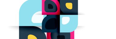 Soyut yuvarlak şekiller ve gölge efektleri tekrarlanan vektör modern geometrik arkaplan kümesi