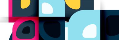 Soyut yuvarlak şekiller ve gölge efektleri tekrarlanan vektör modern geometrik arkaplan kümesi