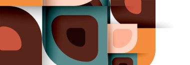 Soyut yuvarlak şekiller ve gölge efektleri tekrarlanan vektör modern geometrik arkaplan kümesi