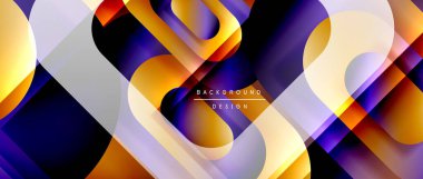 Çizgiler ve modern formlarla vektör geometrik arkaplan. Soyut yuvarlak şekiller, gölge ve ışık efektleri ile akışkan eğimli