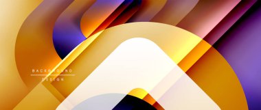 Çizgiler ve modern formlarla vektör geometrik arkaplan. Soyut yuvarlak şekiller, gölge ve ışık efektleri ile akışkan eğimli