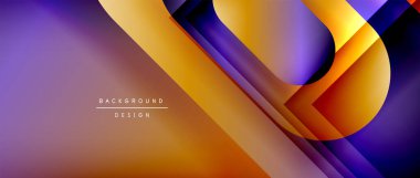 Çizgiler ve modern formlarla vektör geometrik arkaplan. Soyut yuvarlak şekiller, gölge ve ışık efektleri ile akışkan eğimli