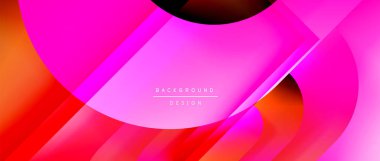 Çizgiler ve modern formlarla vektör geometrik arkaplan. Soyut yuvarlak şekiller, gölge ve ışık efektleri ile akışkan eğimli