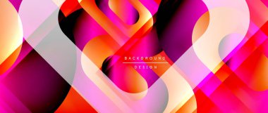 Çizgiler ve modern formlarla vektör geometrik arkaplan. Soyut yuvarlak şekiller, gölge ve ışık efektleri ile akışkan eğimli