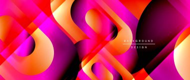 Çizgiler ve modern formlarla vektör geometrik arkaplan. Soyut yuvarlak şekiller, gölge ve ışık efektleri ile akışkan eğimli