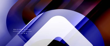 Çizgiler ve modern formlarla vektör geometrik arkaplan. Soyut yuvarlak şekiller, gölge ve ışık efektleri ile akışkan eğimli