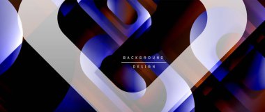 Çizgiler ve modern formlarla vektör geometrik arkaplan. Soyut yuvarlak şekiller, gölge ve ışık efektleri ile akışkan eğimli