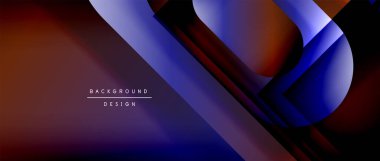 Çizgiler ve modern formlarla vektör geometrik arkaplan. Soyut yuvarlak şekiller, gölge ve ışık efektleri ile akışkan eğimli