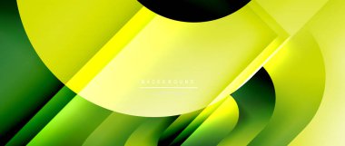 Çizgiler ve modern formlarla vektör geometrik arkaplan. Soyut yuvarlak şekiller, gölge ve ışık efektleri ile akışkan eğimli