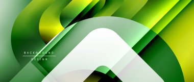 Çizgiler ve modern formlarla vektör geometrik arkaplan. Soyut yuvarlak şekiller, gölge ve ışık efektleri ile akışkan eğimli